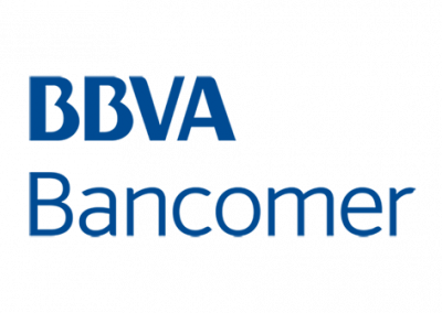 Conferencista; logo del banco de letras de color azul